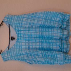 Turquoise/white blouse 3X